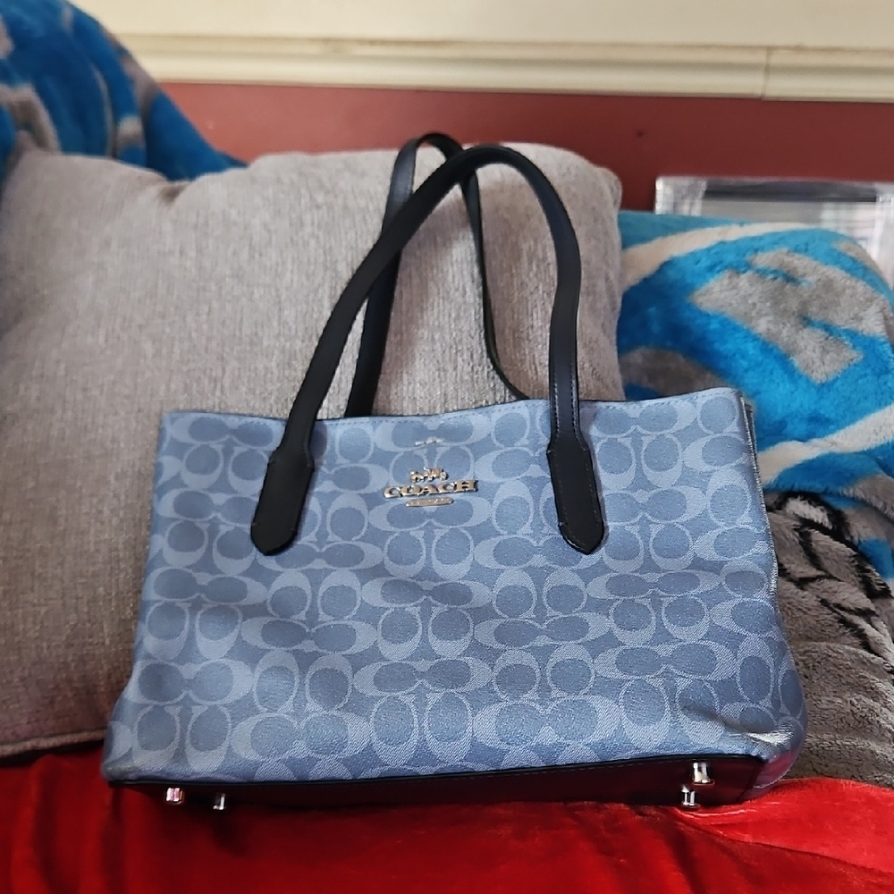 Coach Blue and Black Signature Tote